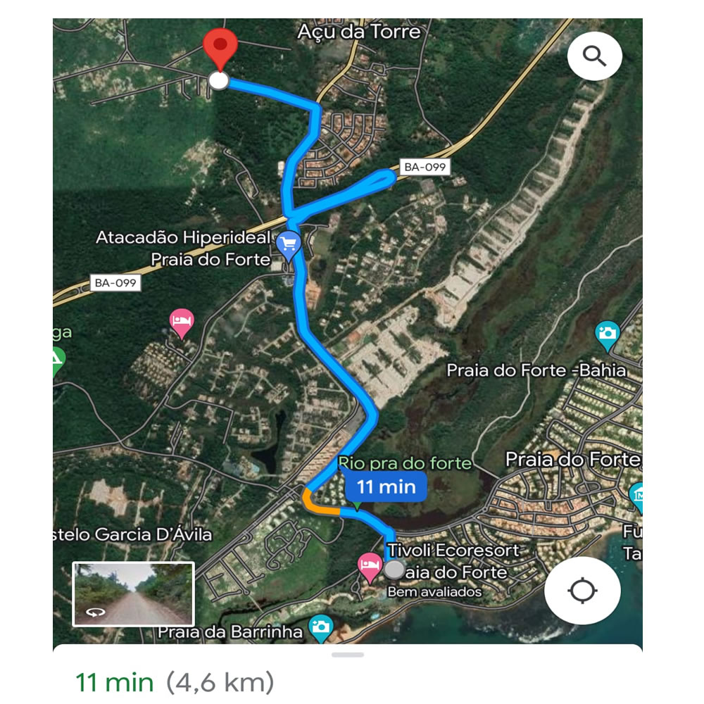 Distância até o Resort